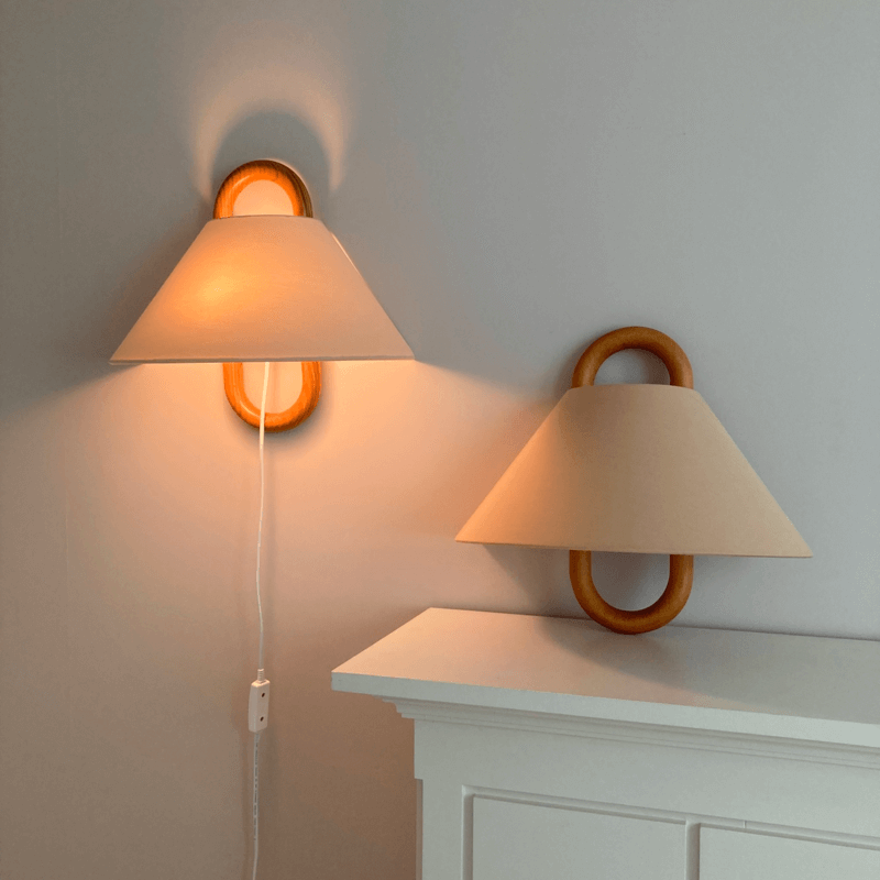 Solid Wood Semi-Circle Wall Sconce