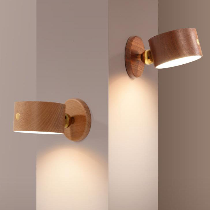 Rechargeable Wood Night Light Sconce