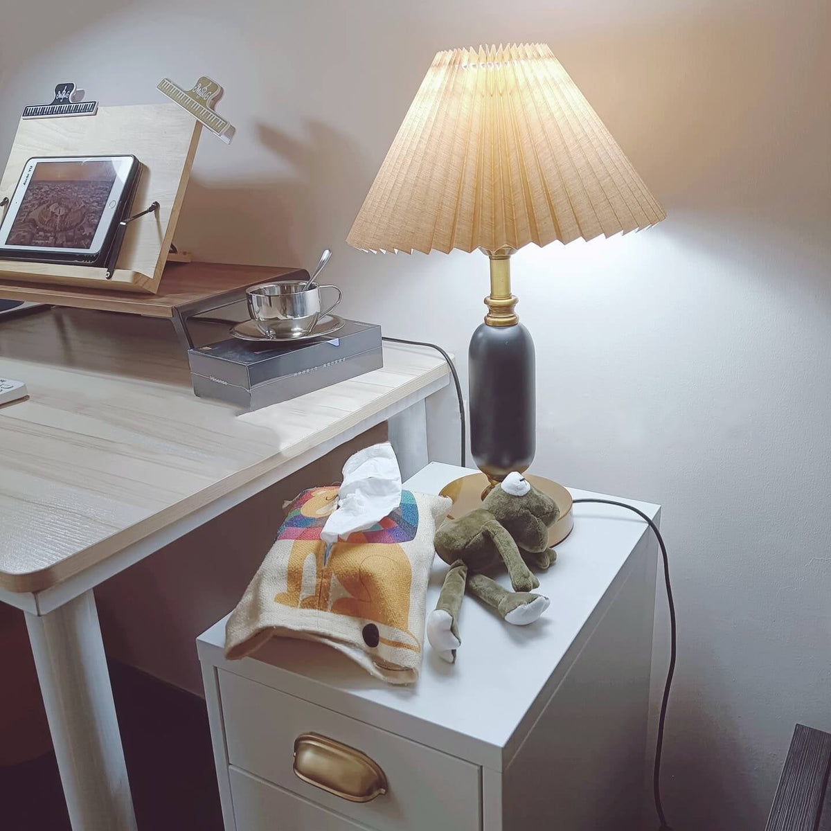 French Pleated Shade Table Lamp