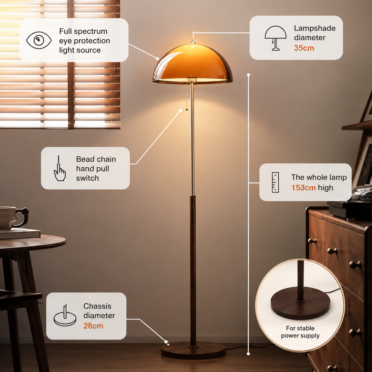 Pull Chain LED Floor Lamp