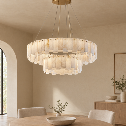Alabaster Circular Chandelier - 32in - Hero