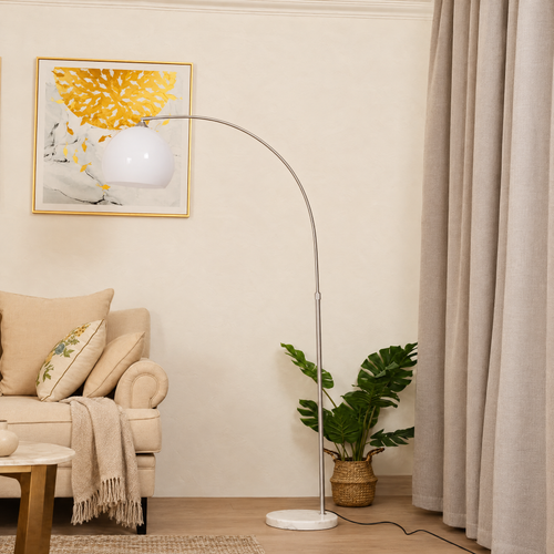 Arched Dome LED Floor Lamp - White - Hero