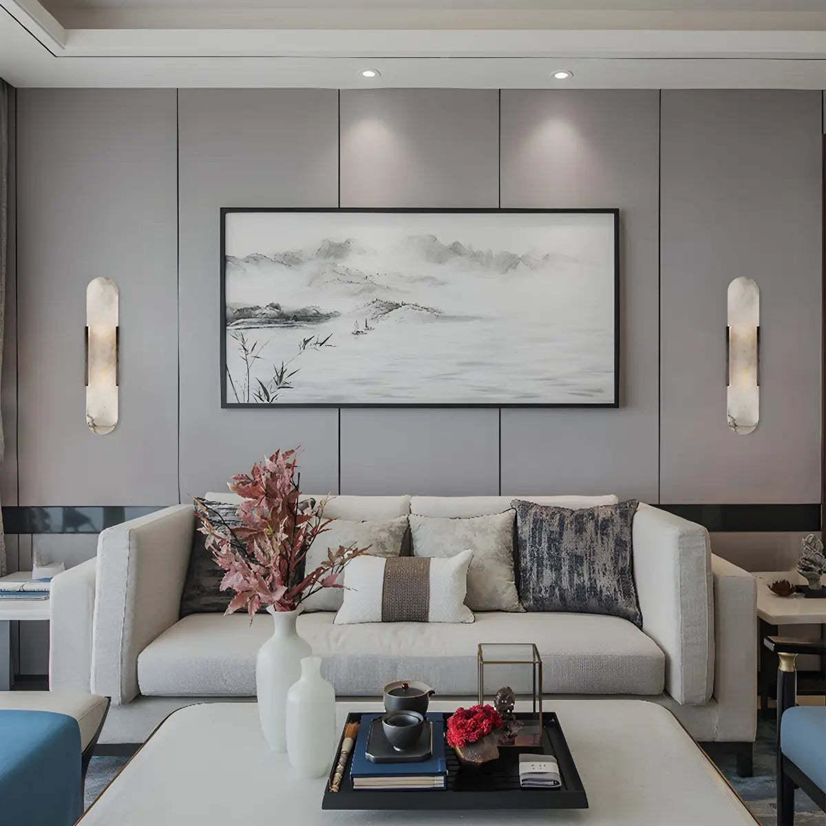 Elliptical Marble Wall Sconce