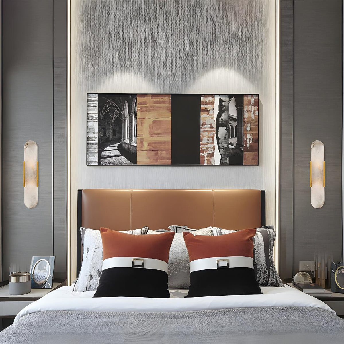 Elliptical Marble Wall Sconce