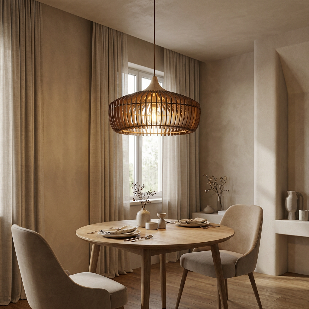 Slatted Wood Rib Pendant Lamp