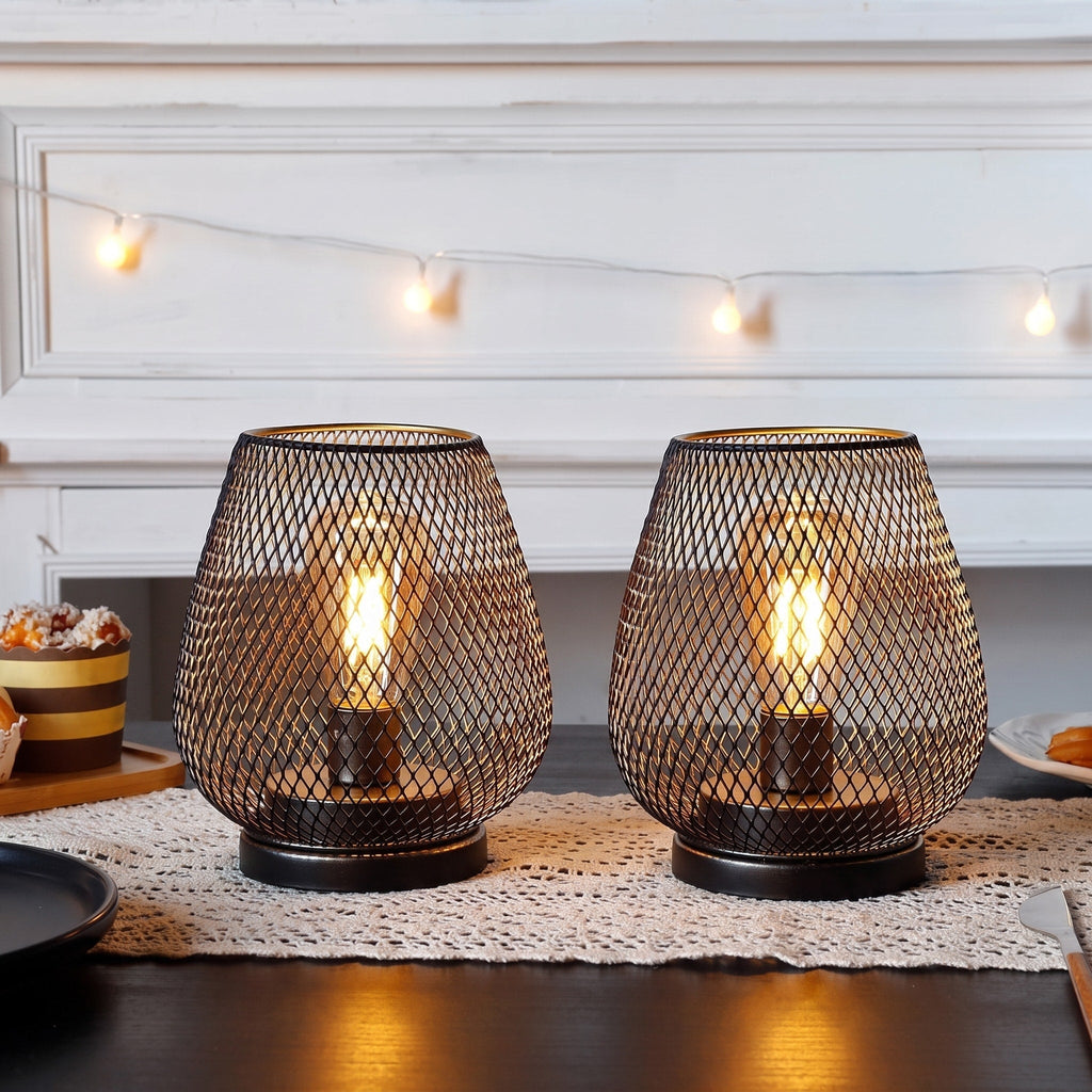 Mesh Cage Battery Table Lamp