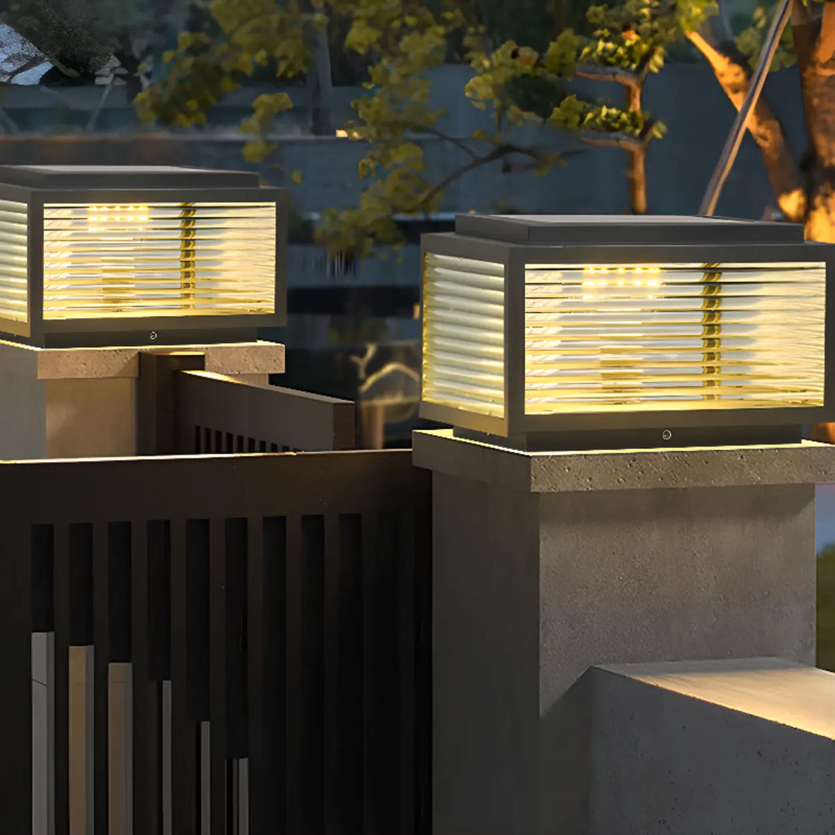 Solar Glass Cube Post Light