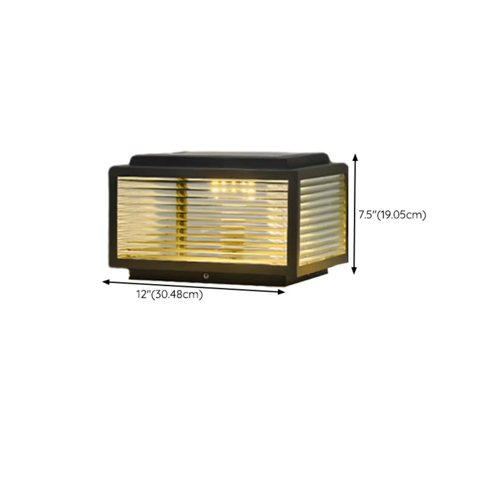 Solar Glass Cube Post Light
