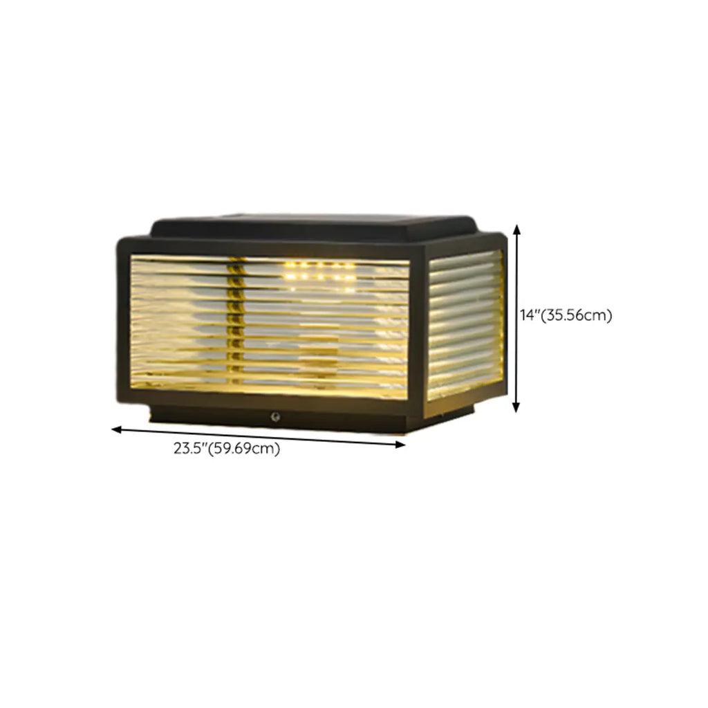 Solar Glass Cube Post Light