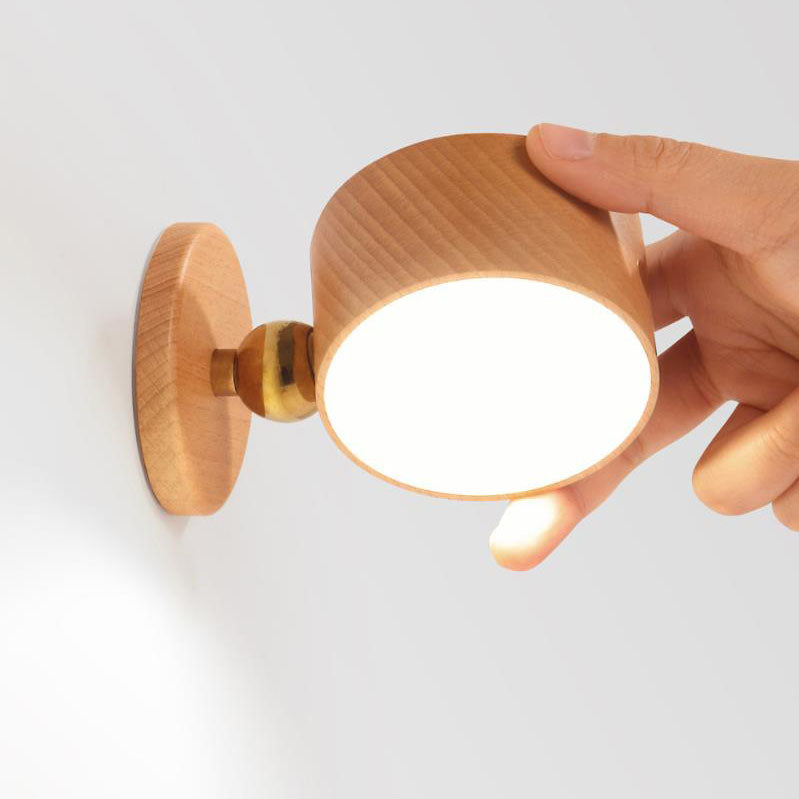 Rechargeable Wood Night Light Sconce