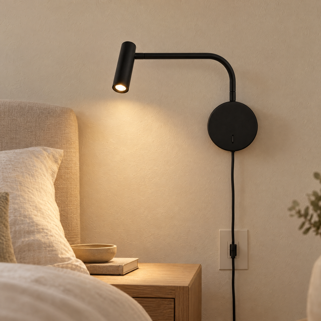 Rizo Reading Plug In Wall Lamp - Black - Lapa Living Hero