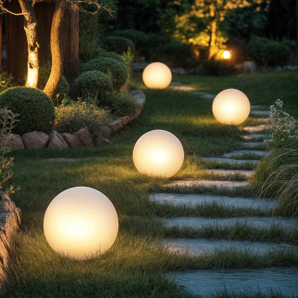 Spherical White Solar Garden Light