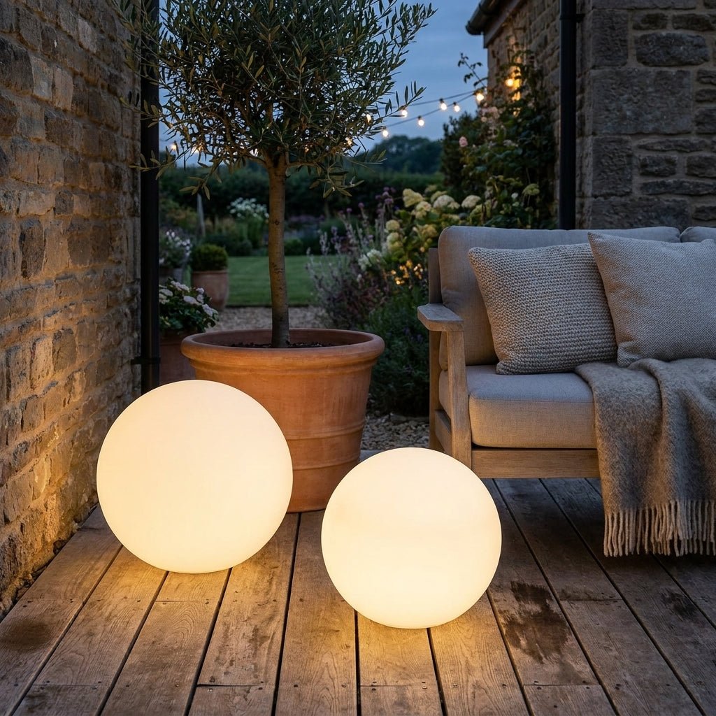 Spherical White Solar Garden Light