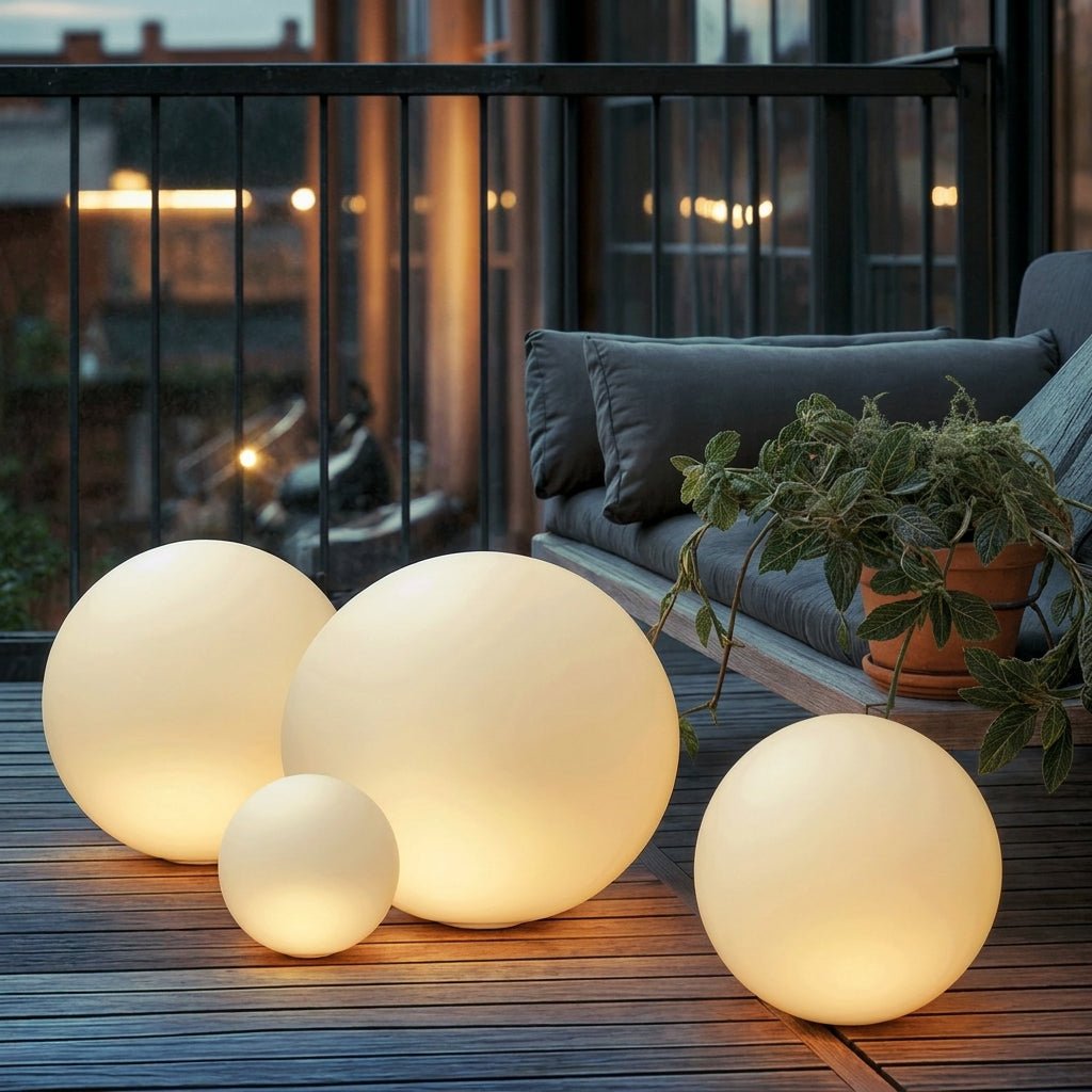Spherical White Solar Garden Light