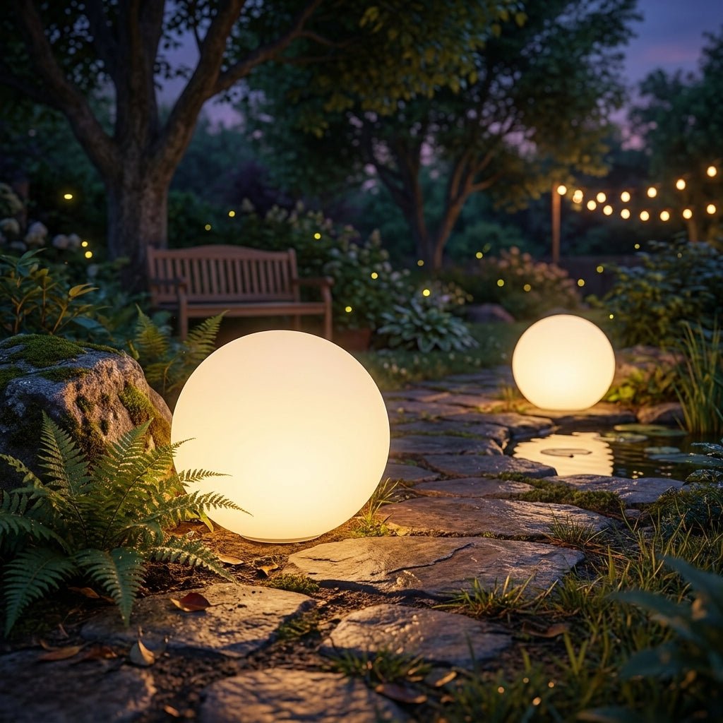 Spherical White Solar Garden Light