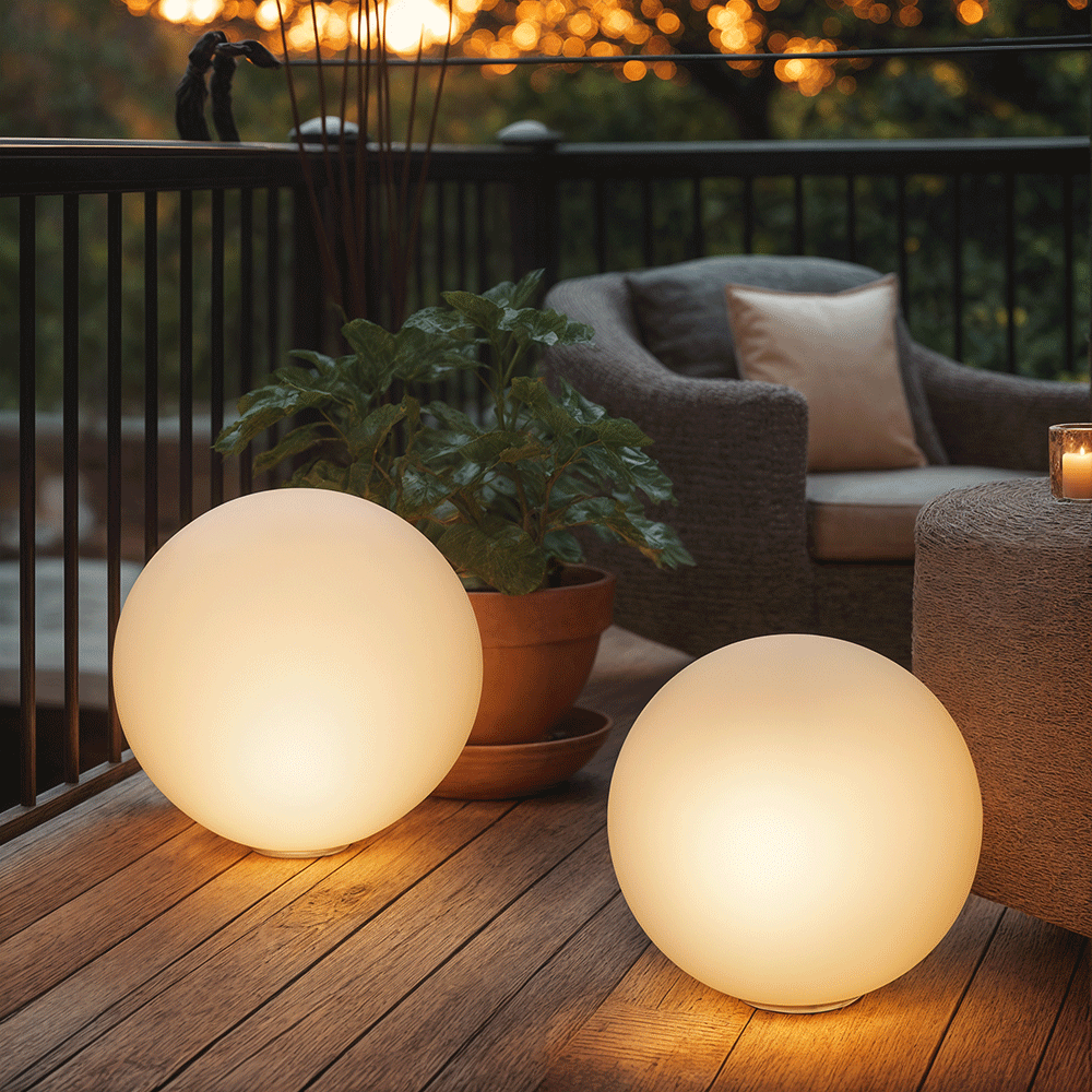 Spherical White Solar Garden Light