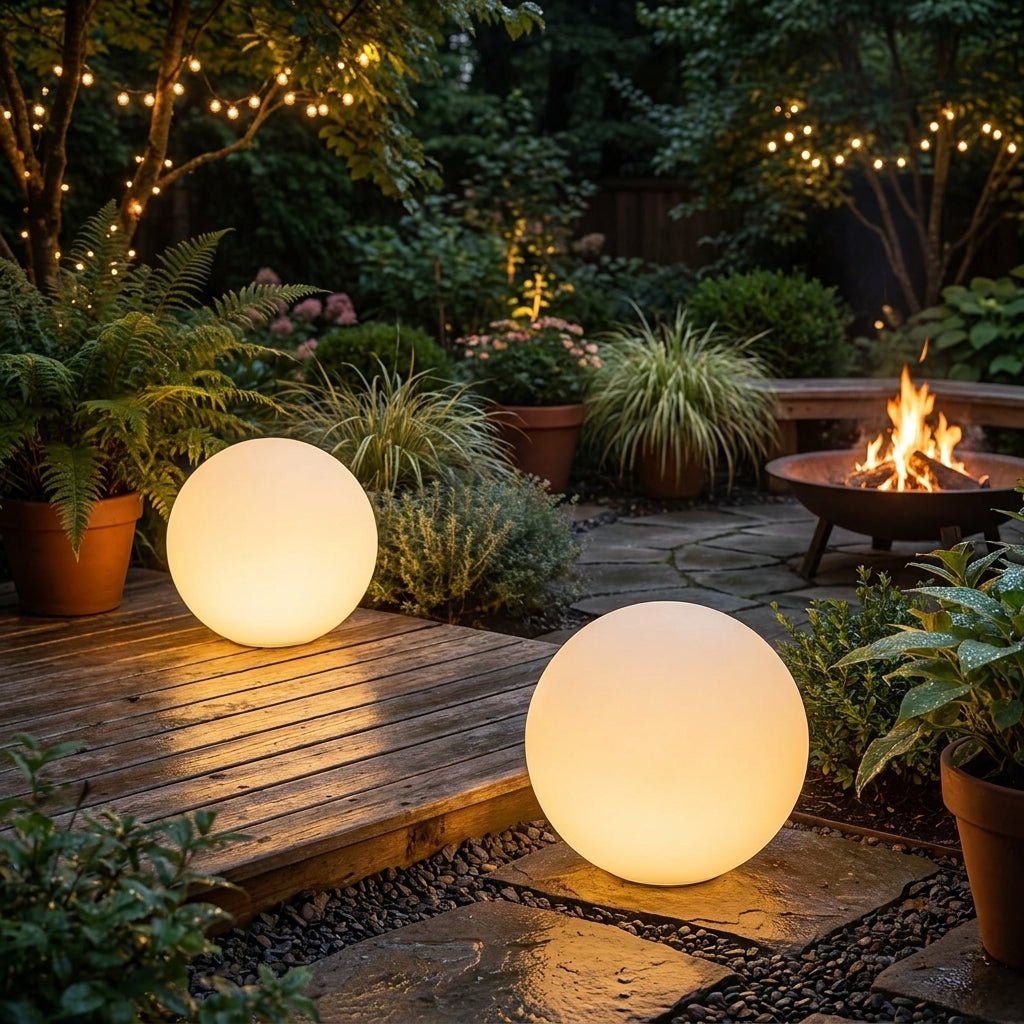 Spherical White Solar Garden Light