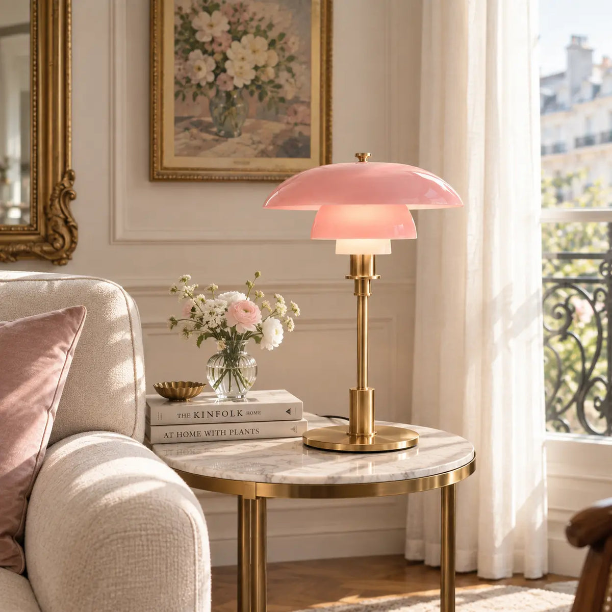 Layered Glass Umbrella Table Lamp