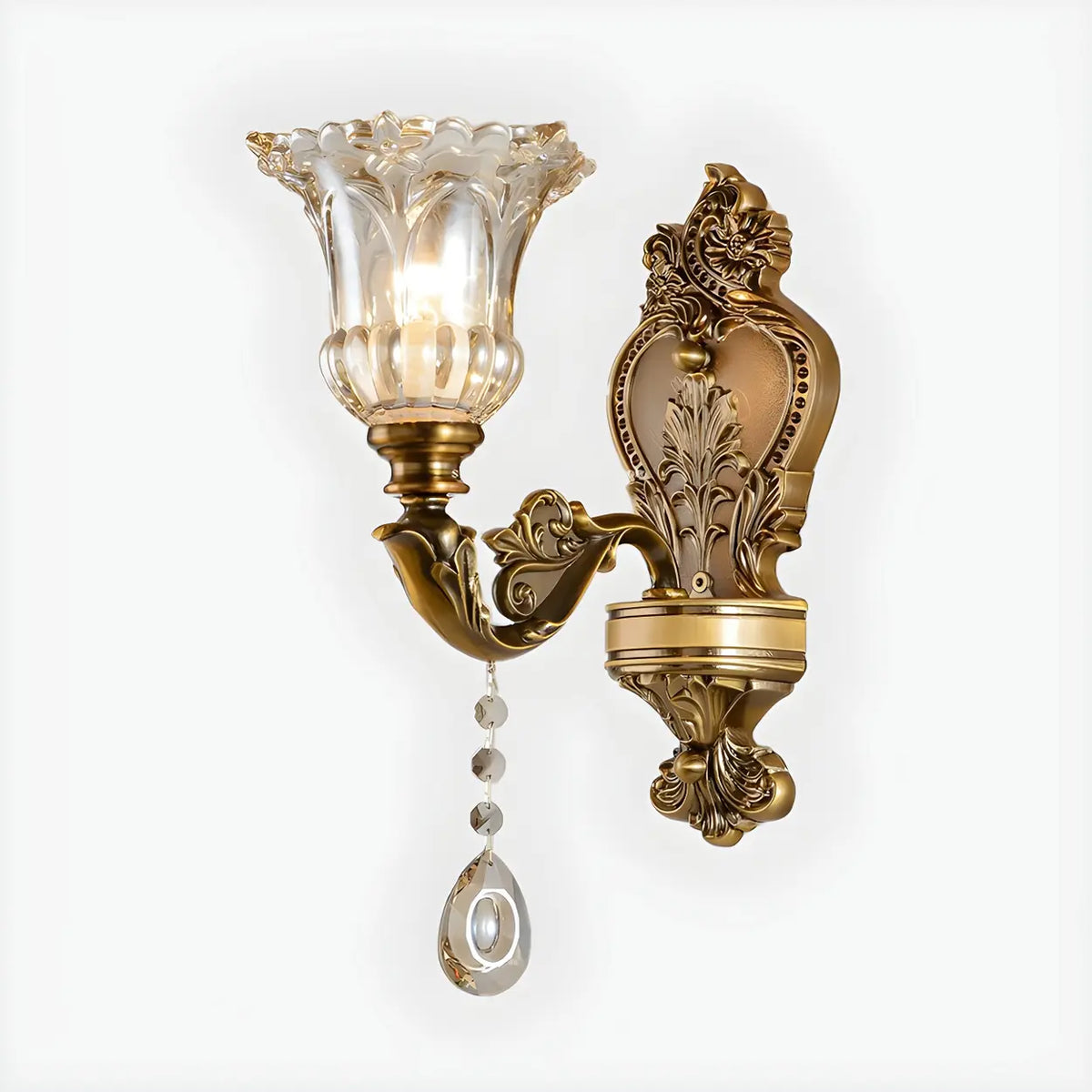 Vintage Crystal Flower Wall Sconce