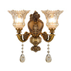 Vintage Crystal Flower Wall Sconce