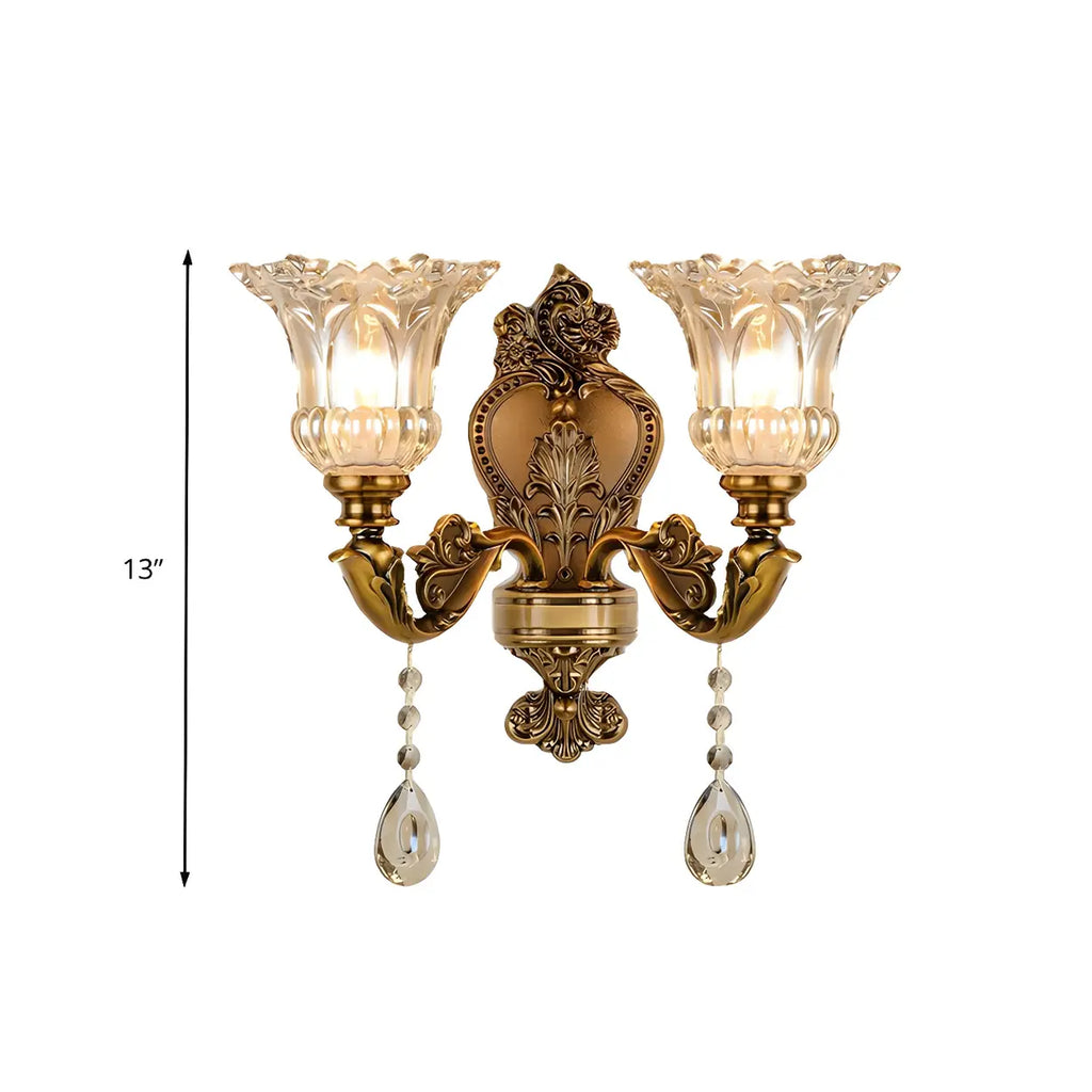 Vintage Crystal Flower Wall Sconce